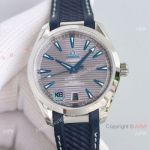 Swiss Omega Seamaster Aqua Terra 41mm Cal.8900 Watch on Blue Rubber Strap Gray Dial